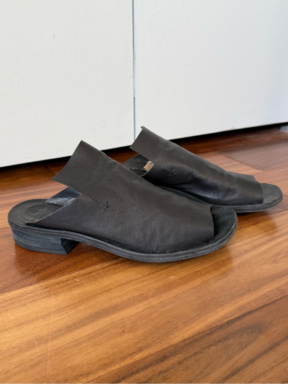 Officine Creative Black Leather Slide Mules